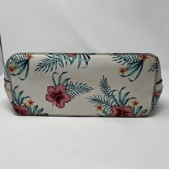GUESS White Floral Tropical Hibiscus Dome Satchel Crossbody Bag Silver Hardware - Picture 16 of 16